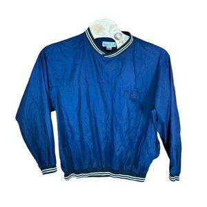 Grand Slam Large (L) Navy Blue Penguin V Neck Pull Over Wind Breaker Y2K